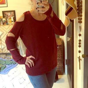 Red cut out sweater